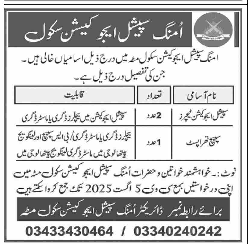 Umang Special Education School Matta Jobs 2025