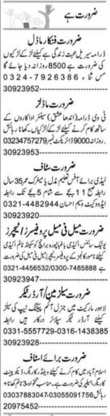 Teacher & Order Taker Jobs 2025 In Multan