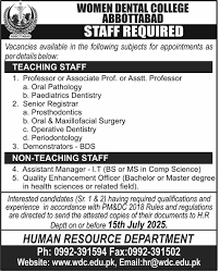 Women Dental College WDC Abbottabad Jobs 2025